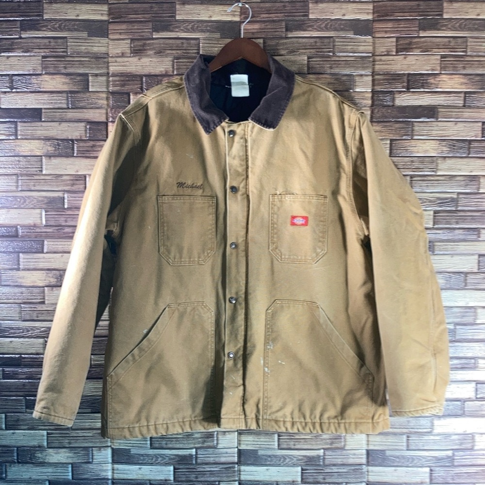 Mens Vintage XXL Dickies Tan Work Jacket With Micheal